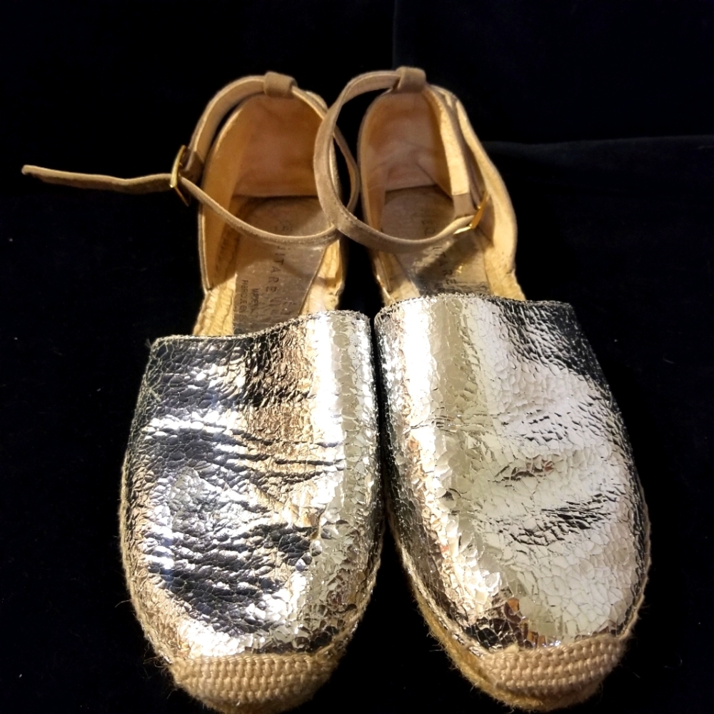Equitare Silver Metallic & Suede Leather Espadrilles. Sz. EU 38. - Picture 2 of 8